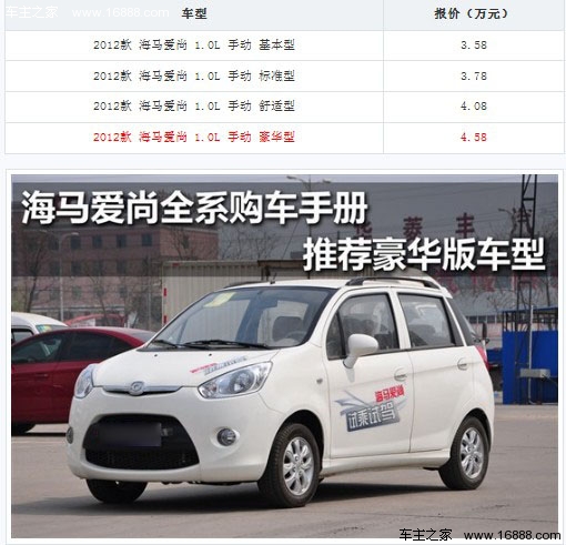 海马爱尚全系购车手册 推荐豪华版车型(0) 大家车网