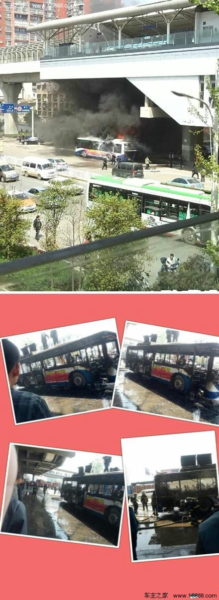 武汉一公交车发生自燃 目前无人员伤亡(图.